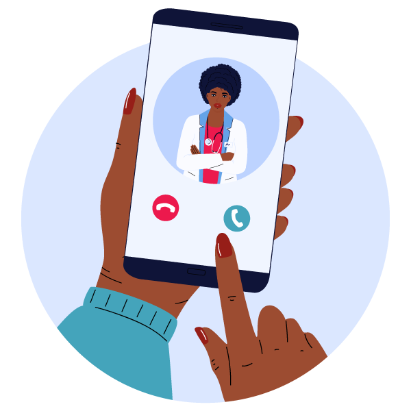 hand holding phone calling doctor